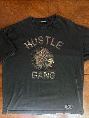 Hustle Gang Black Graphic T Shirt 2XL Camo Warrior Logo Streetwear Tee Cotton